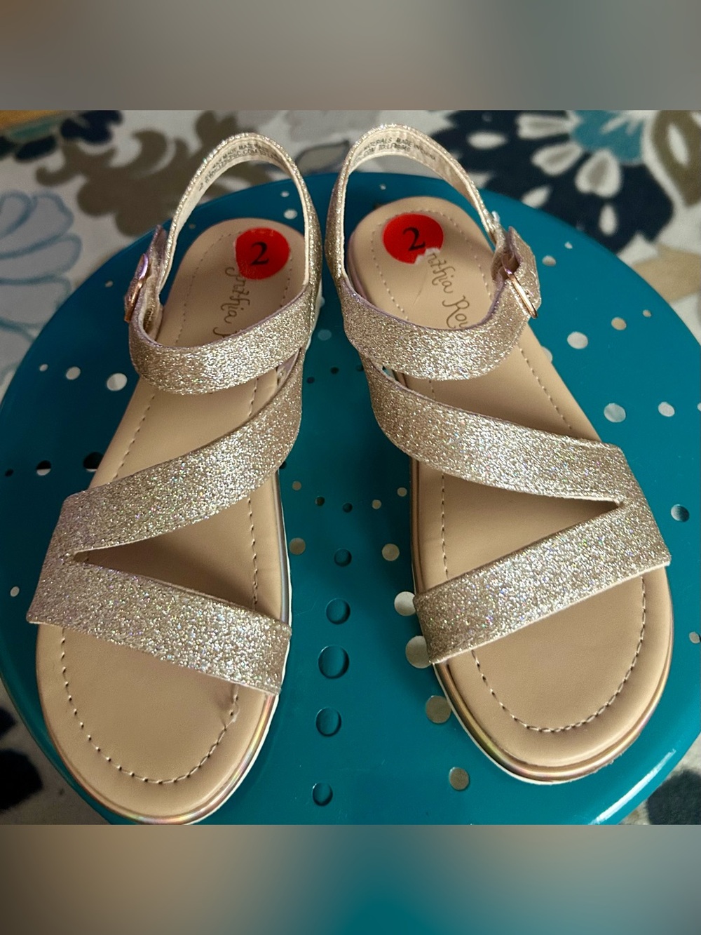 Cynthia Rowley Girls' Glitter Strap Sandals - Gold